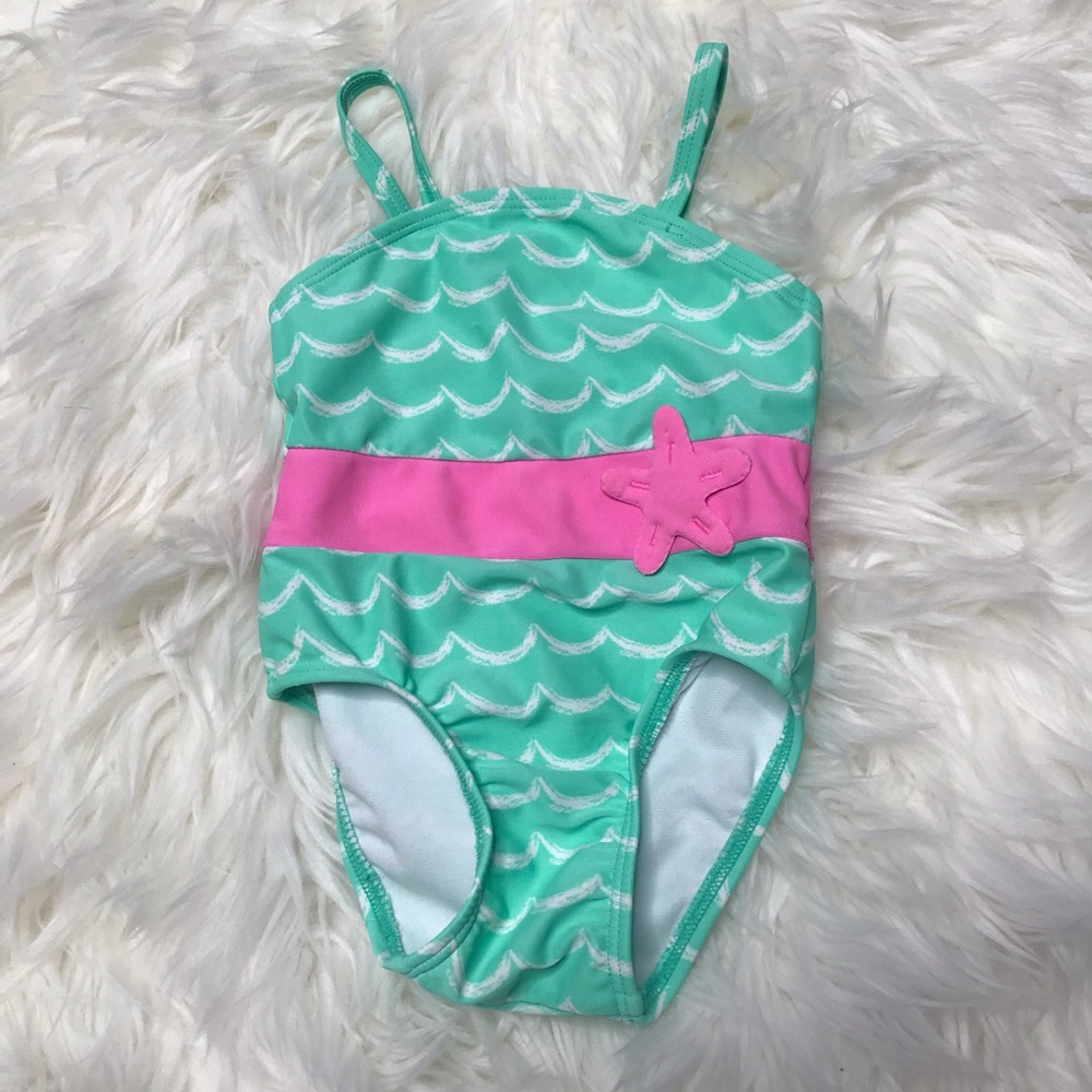 5/$25!! Circo green & pink one piece swimsuit size 9 months